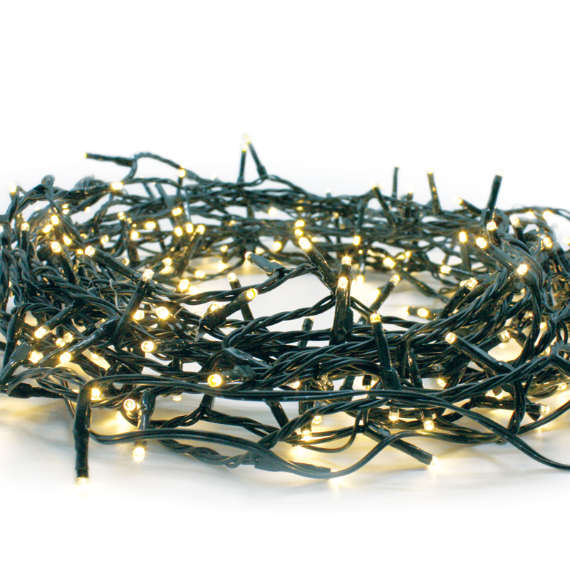 ACA LIGHTING CHRISTMAS X081000112 1000 LED STRING LIGHTS PER 5cm WARM WHITE, ADAPTOR 31VDC & 8 FUNCTIONS, IP44 50m GREEN CABLE