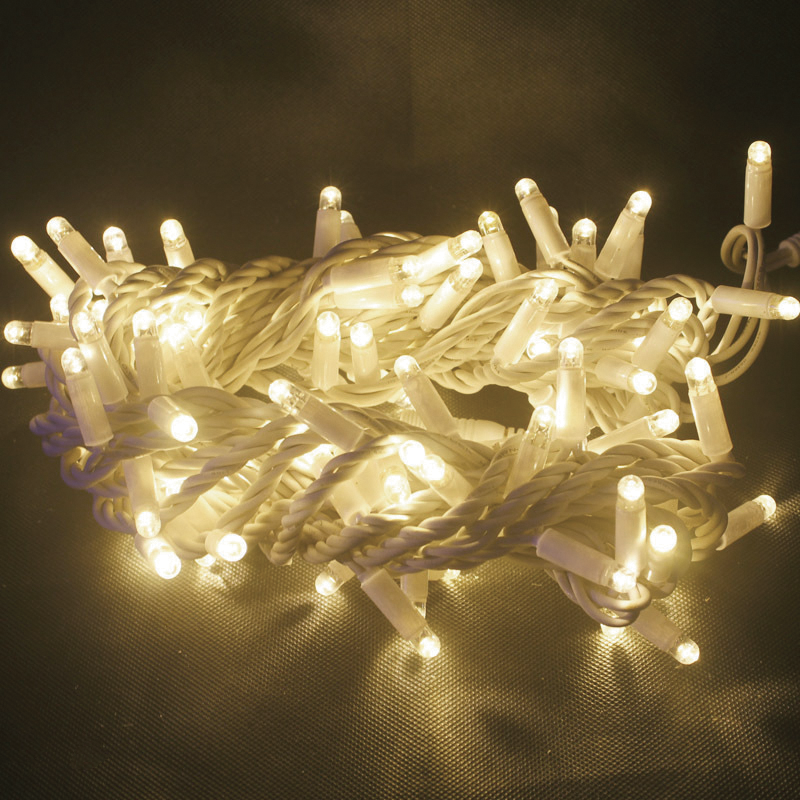 ACA LIGHTING CHRISTMAS X081001414 101 LED WHITE RUBBER CABLE WARM WHITE STRING LIGHTS CONTECT. (MAX 20) 10CM DIST 10M IP65 1.5M LEAD CABLE
