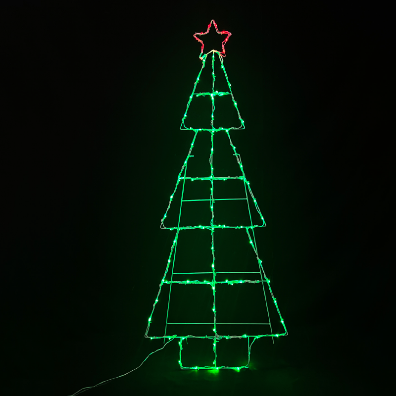 ACA LIGHTING CHRISTMAS X08100349 CHRISTMAS TREE 100 LED STRING LIGHTS GREEN WITH RED STAR STEADY IP44 60*150cm 5m LEAD CABLE