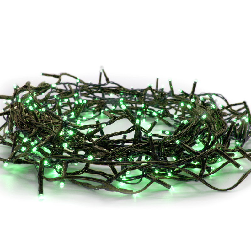 ACA LIGHTING CHRISTMAS X08100511 100 LED STRING LIGHTS (PER 5cm), GREEN, ADAPTOR (31VDC) & CONNECTABLE (MAX 6 SETS),IP44, 5m, GREEN CABLE