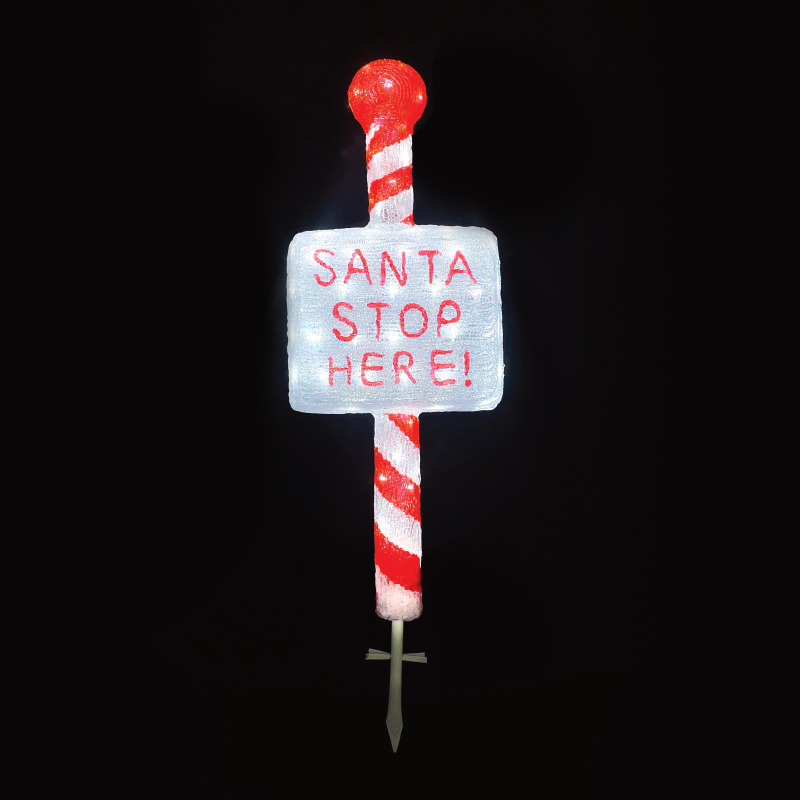 ACA LIGHTING CHRISTMAS X0812022232 ACRYLIC SIGN SANTA STOP HERE 120 LED CW IP44 35*13*100cm 30cm LEAD CABLE