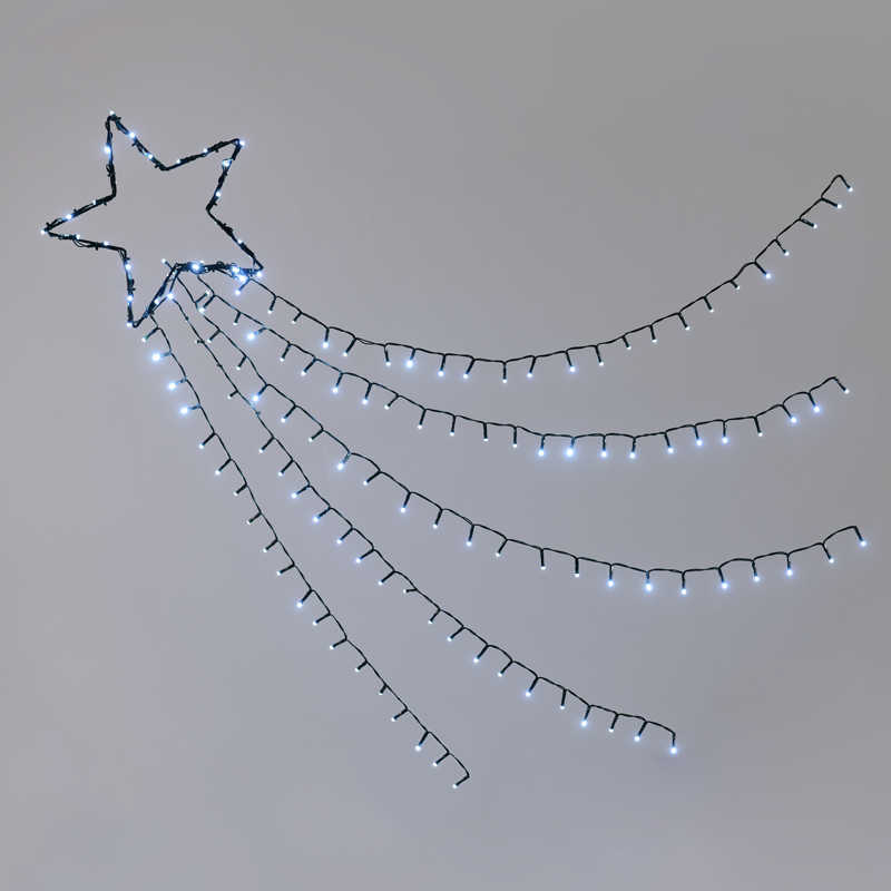 ACA LIGHTING CHRISTMAS X081502225 "SHOOTING STAR, 5 ROWS", 150 CW LED 8 FUNCTIONS, ADAPT (4.5VDC) IP44 30cm (1m ROW), 5m. LEAD CABLE
