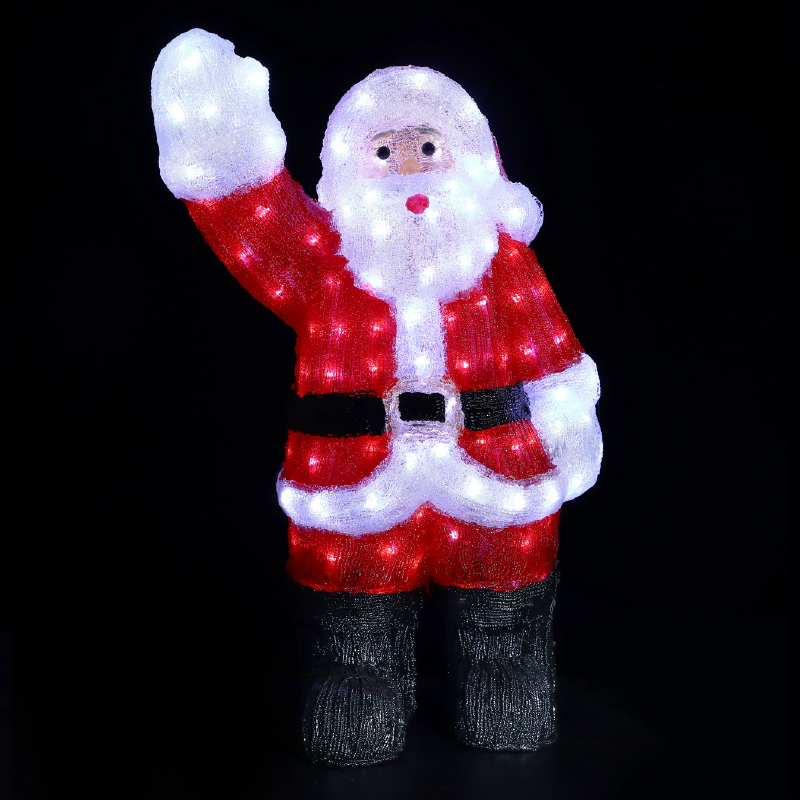 ACA LIGHTING CHRISTMAS X08150228 ACRYLIC WAVING SANTA 150 LED CW IP44 30*27*60cm 30cm LEAD CABLE