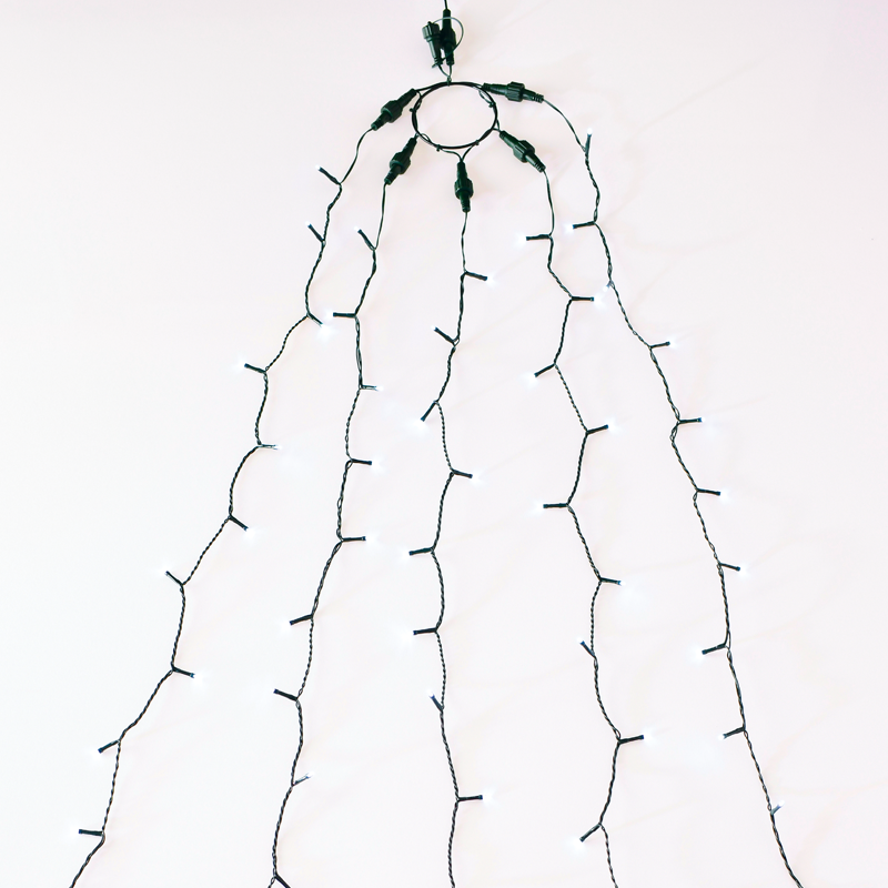 ACA LIGHTING CHRISTMAS X08175211 175 LED OCTOPUS LIGHTS 5 STRINGS x 35 LAMPS CW ADAPTOR 31VDC IP44 5*350cm & 3m GREEN CABLE