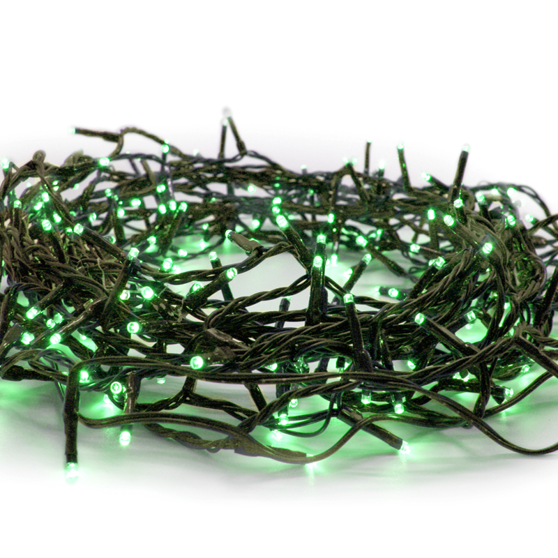 ACA LIGHTING CHRISTMAS X08180512 180LED STRING LIGHTS PER 5cm GREEN ADAPTOR 31VDC & 8 FUNCTIONS IP44 3m GREEN CABLE