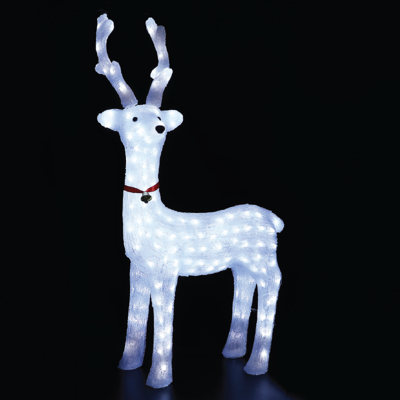 ACA LIGHTING CHRISTMAS X08200224 ACRYLIC STANDING REINDEER WITH RIBBON 200 LED CW IP44 52*36*100m 30cm LEAD CABLE