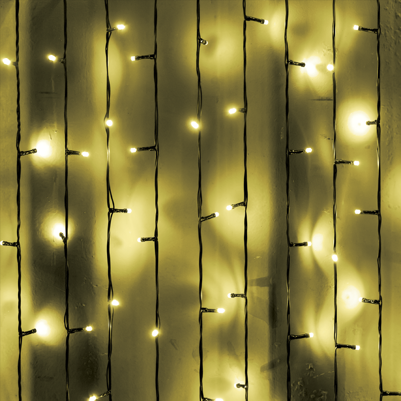 ACA LIGHTING CHRISTMAS X08240131N 240 LED RUBBER CURTAIN LIGHT, WW, CONNECT. (MAX 8), STEADY,IP65, 200x100cm, 1,5M LEAD CABLE