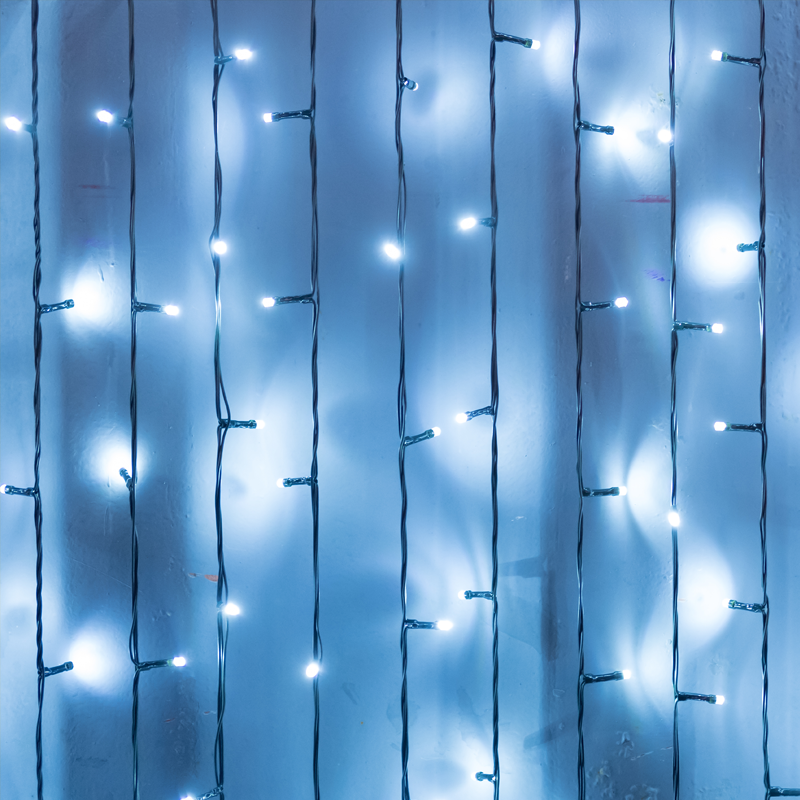 ACA LIGHTING CHRISTMAS X08240231 240 LED RUBBER CURTAIN LIGHT, CW, CONNECT. (MAX 8), STEADY,IP44, 200x100cm, 1,5M LEAD CABLE