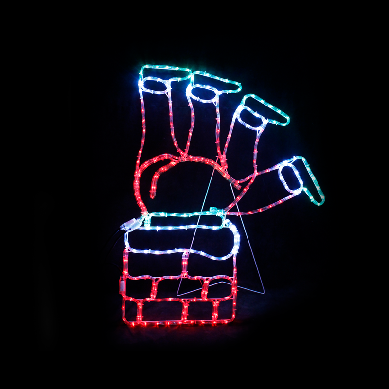 ACA LIGHTING CHRISTMAS X082643218 "SANTA CLIMB CHIMNEY ", 264 LED MOTIF 11m 2-WIRE ROPE LIGHT, MULITCOLOR FLASH CONTROL., IP44, 200Χ51CM, 1.5m LEAD CABLE