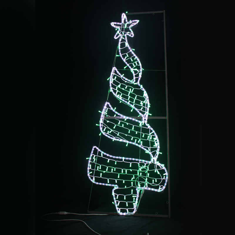 ACA LIGHTING CHRISTMAS X082702219N "CHRISTMAS TREE", 270&200 LED STREET POLE MOTIF 7.5m 2-WIRE ROPE+STRING LIGHTS, CW+GREEN STEADY, IP65, 750x200CM, 1.5m LEAD CABLE