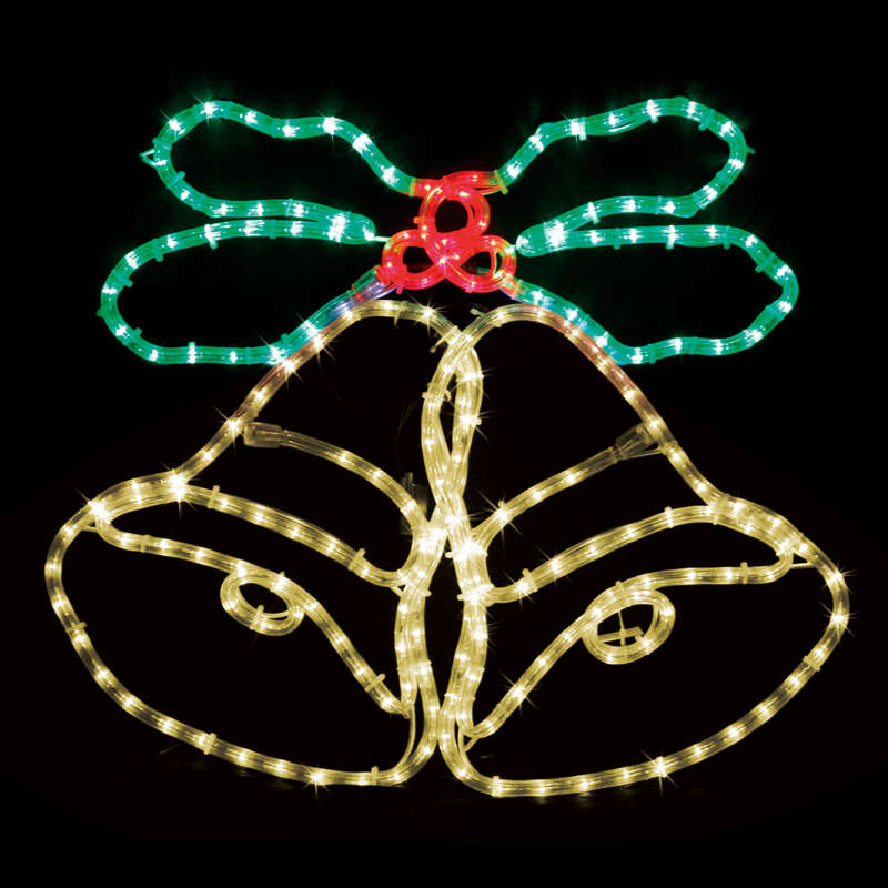 ACA LIGHTING CHRISTMAS X0828811112 "DOUBLE BELLS" 288LED MOTIF 8m LED ROPE LIGHT RED-GREEN-YELLOW IP44 75x58cm 1.5m LEAD CABLE