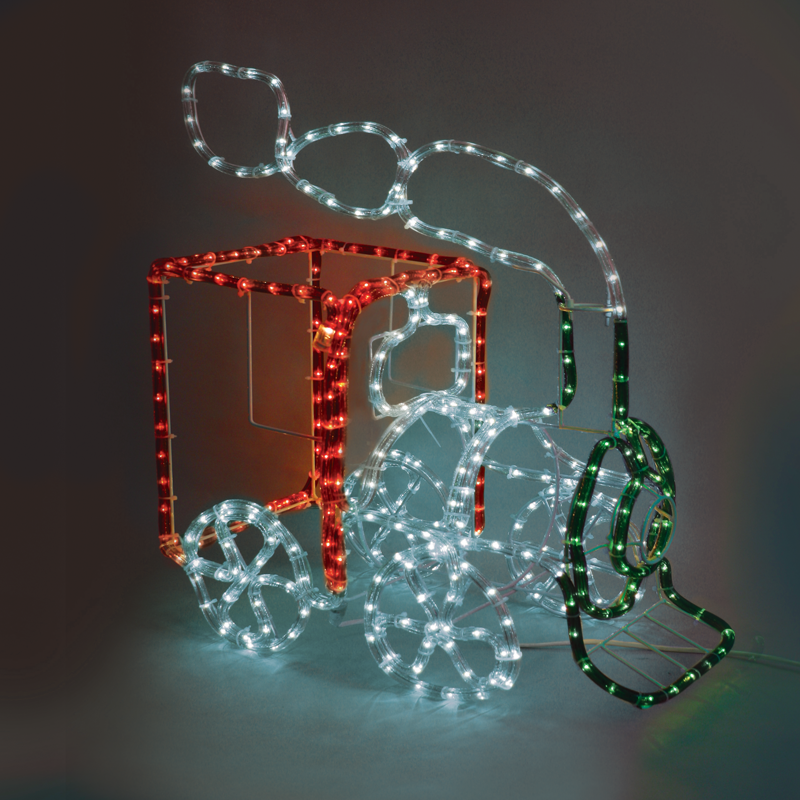 ACA LIGHTING CHRISTMAS X082883217 "TRAIN ENGINE" 288 LED MOTIF 12m 2-WIRE ROPE LIGHT MULTICOLOR IP44 STEADY 50Χ21Χ41cm, 1.5m LEAD CABLE