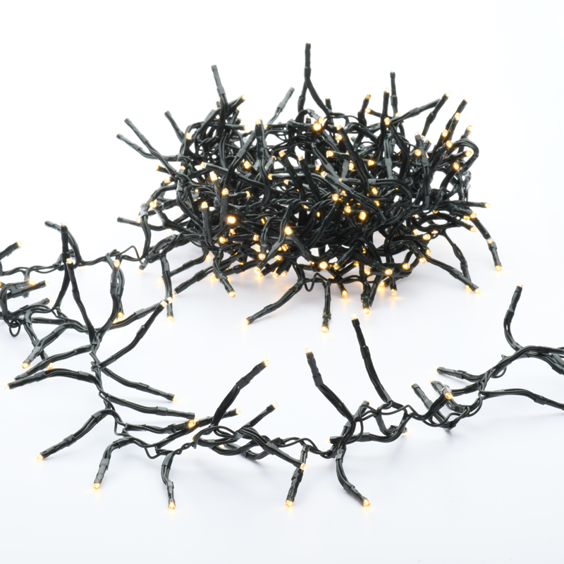 ACA LIGHTING CHRISTMAS X083001122 300 CLUSTER LED STRING LIGHTS (PER 5cm), WW, ADAPTOR (31VDC) & 8 FUNCTIONS,IP44, 5m, GREEN CABLE