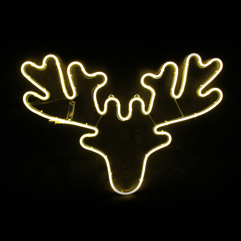 ACA LIGHTING CHRISTMAS X083001414 "REINDEER HEAD", 300 NEON LED MOTIF 3m DOUBLE NEON SMD ROPE LIGHT, WW STEADY, IP44, 60.5X42CM, 1.5m LEAD CABLE
