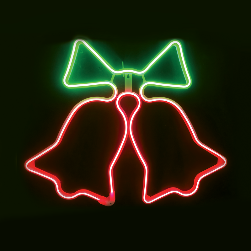 ACA LIGHTING CHRISTMAS X0830034112 "DOUBLE BELLS", 300 NEON LED MOTIF 3m DOUBLE NEON SMD ROPE LIGHT, RED+GREEN STEADY, IP44, 62X50CM, 1.5m LEAD CABLE