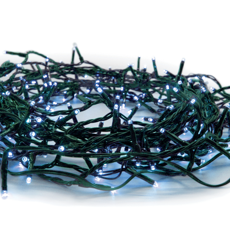 ACA LIGHTING CHRISTMAS X08300611 300LED STRING LIGHTS PER 5cm BLUE ADAPTOR 31VDC & CONNECTABLE MAX 2 SETS IP44 3m GREEN CABLE