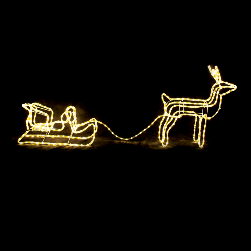 ACA LIGHTING CHRISTMAS X083121214 "REINDEER WITH SLEIGH", 312 LED MOTIF 13m 2-WIRE ROPE LIGHT, WARM WHITE STEADY, IP44, 65X64X30 & 59X22X29CM, 1.5m LEAD CABLE