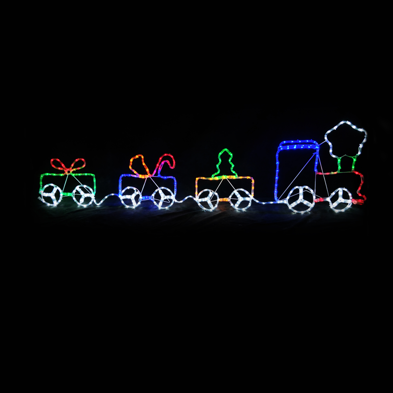 ACA LIGHTING CHRISTMAS X083123217 "TRAIN ", 312LED MOTIF 13m 2-WIRE ROPE LIGHT, MULITCOLOR STEADY, IP44, 200Χ51CM, 1.5m LEAD CABLE