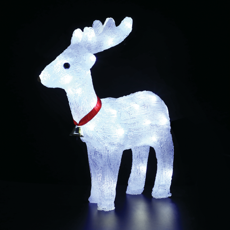 ACA LIGHTING CHRISTMAS X0840224 ACRYLIC STANDING REINDEER WITH RIBBON 40 LED CW IP44 31*13,5*33cm 30cm LEAD CABLE