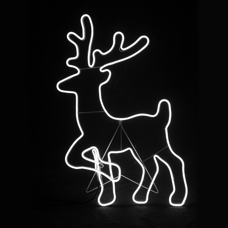 ACA LIGHTING CHRISTMAS X085002414 "STANDING REINDEER" 500LED MOTIF 5m NEON ROPE LIGHT WHITE IP44 54x82cm 1.5m LEAD CABLE