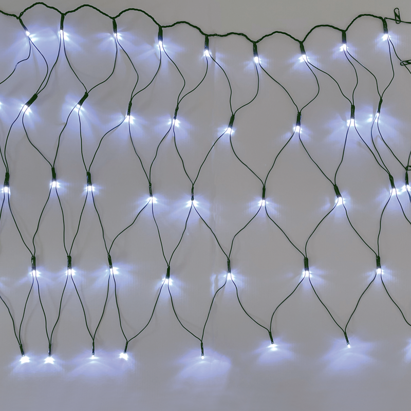 ACA LIGHTING CHRISTMAS X0850211 50 LED NET LIGHT, COOL WHITE ADAPTOR 24VDC CONNECTABLE MAX 12 SETS IP44 55x80cm GREEN CABLE & 5 HOOKS