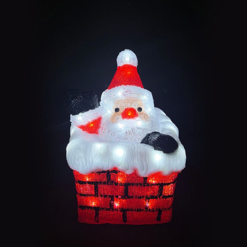 ACA LIGHTING CHRISTMAS X08502231 ACRYLIC CHIMNEY SANTA 50 LED CW IP44 23,5*23,5*35cm 30cm LEAD CABLE