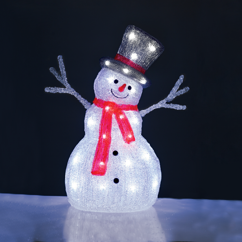 ACA LIGHTING CHRISTMAS X085402539 ACRYLIC STANDING SNOWMAN 40 LED CW 31*22*45cm IP44 5m LEAD CABLE
