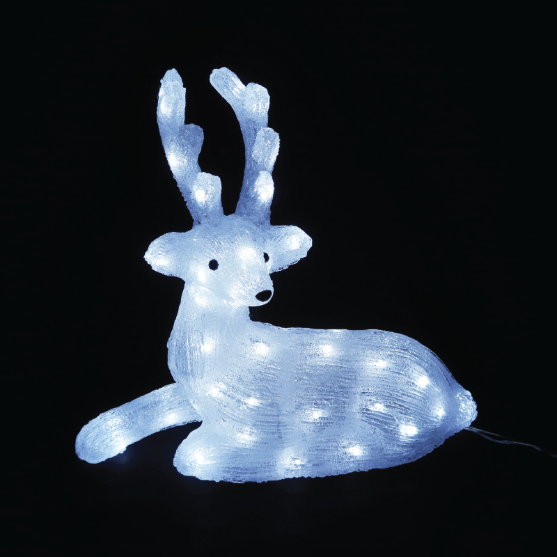 ACA LIGHTING CHRISTMAS X0855224 ACRYLIC SITTING REINDEER 55 LED CW IP44 36*16,5*37cm 30cm LEAD CABLE