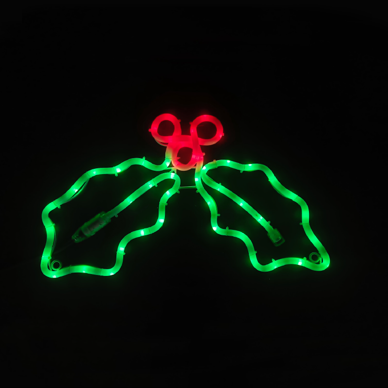 ACA LIGHTING CHRISTMAS X08603527 MISTLETOE 60 LED MOTIF 2,5m 2-WIRE ROPE LIGHT,RED&GREEN STEADY IP65 45*32cm 1.5m LEAD WIRE