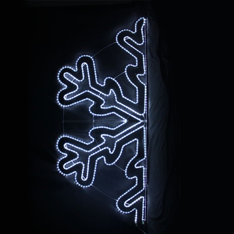 ACA LIGHTING CHRISTMAS X0868422111 "HALF SNOWFLAKE", 684 LED STREET POLE MOTIF 19m 2-WIRE LED ROPE LIGHT, CW STEADY, IP44, 100x240CM, 1.5m LEAD CABLE