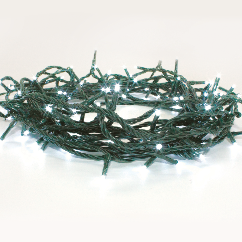 ACA LIGHTING CHRISTMAS X08700212 700 LED STRING LIGHTS (PER 5cm), CW, ADAPTOR (31VDC) & 8 FUNCTIONS,IP44, 35m, GREEN CABLE