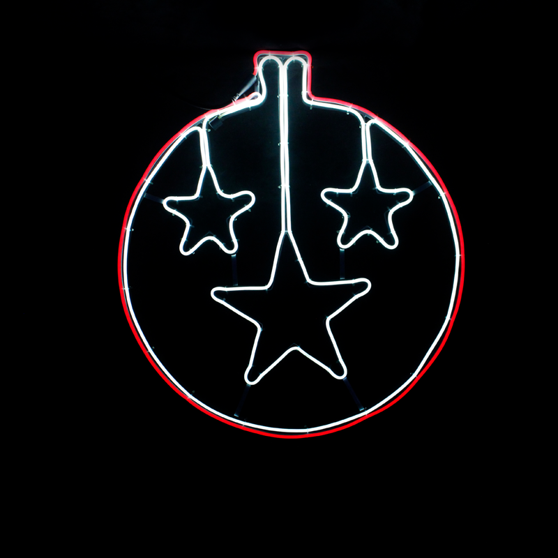 ACA LIGHTING CHRISTMAS X0870034113 "STAR BALL", 700 NEON LED MOTIF 7m DOUBLE NEON SMD ROPE LIGHT, RED+CW STEADY, IP44, 60X67CM, 1.5m LEAD CABLE