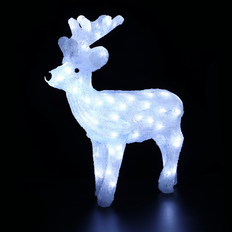 ACA LIGHTING CHRISTMAS X0880224 ACRYLIC STANDING REINDEER 80 LED CW IP44 45*13,5*49cm 30cm LEAD CABLE