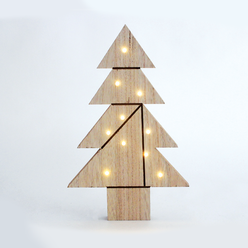 ACA LIGHTING CHRISTMAS X09101109 "WOODEN TREE TABLE" 10 LED WW LIGHTS WITH BATTERIES (2AA) IP20 21.5X2.5X35CM