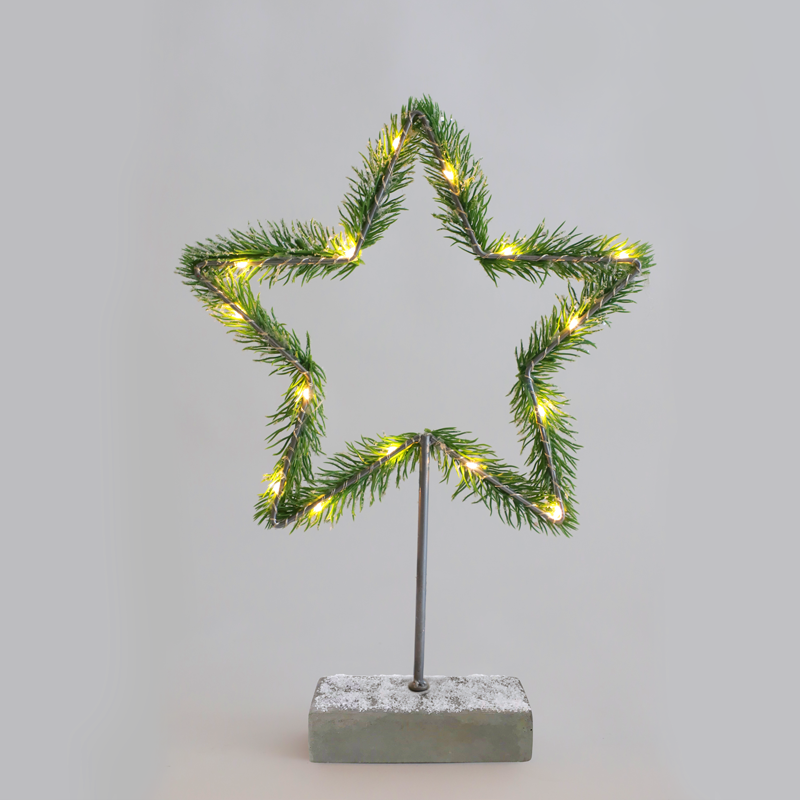 ACA LIGHTING CHRISTMAS X09151107 "STAR TABLE LIGHTS" 15 MINI LED SILVER COPPER LIGHTS WITH BATTERIES (2AA) IP20 H40CM