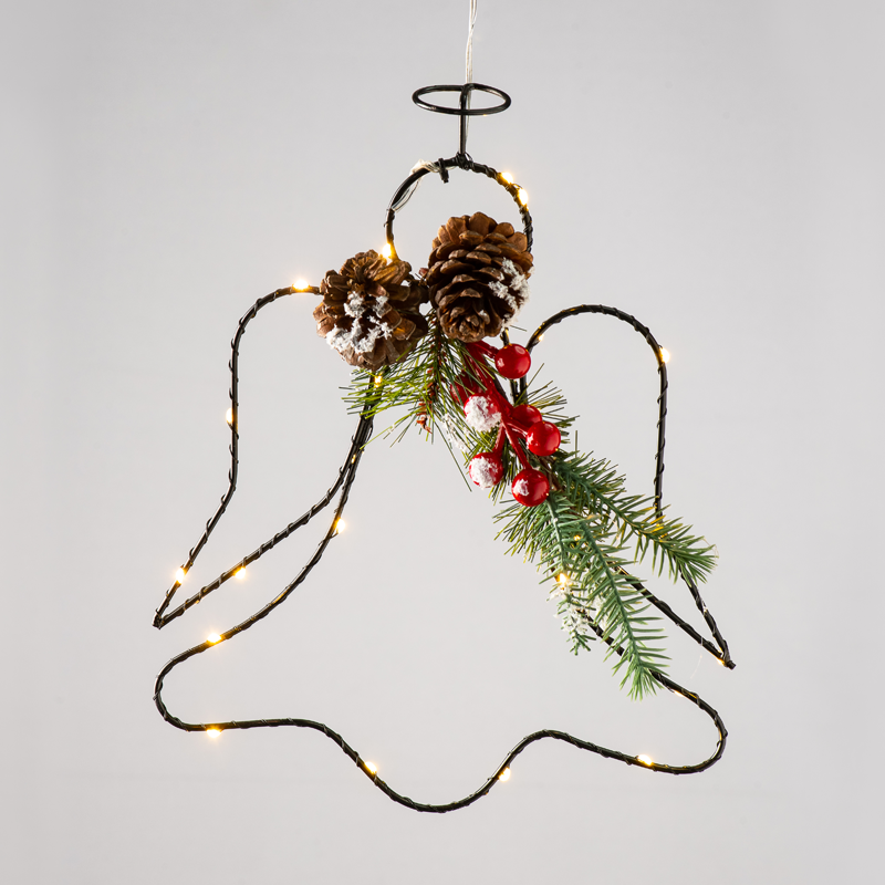ACA LIGHTING CHRISTMAS X09251105 "HANGING ANGEL" 25 MINI LED WW COPPER LIGHTS WITH BATTERIES (3AA) IP20 24.5X30.5CM, 30CM LEAD WIRE TR/NT CABLE