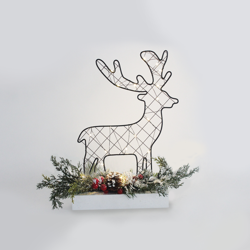 ACA LIGHTING CHRISTMAS X09301102 "REINDEER TABLE LIGHTS" 30 MINI LED WW SILVER COPPER LIGHTS WITH BATTERIES (3AA) IP20 25x5x30CM
