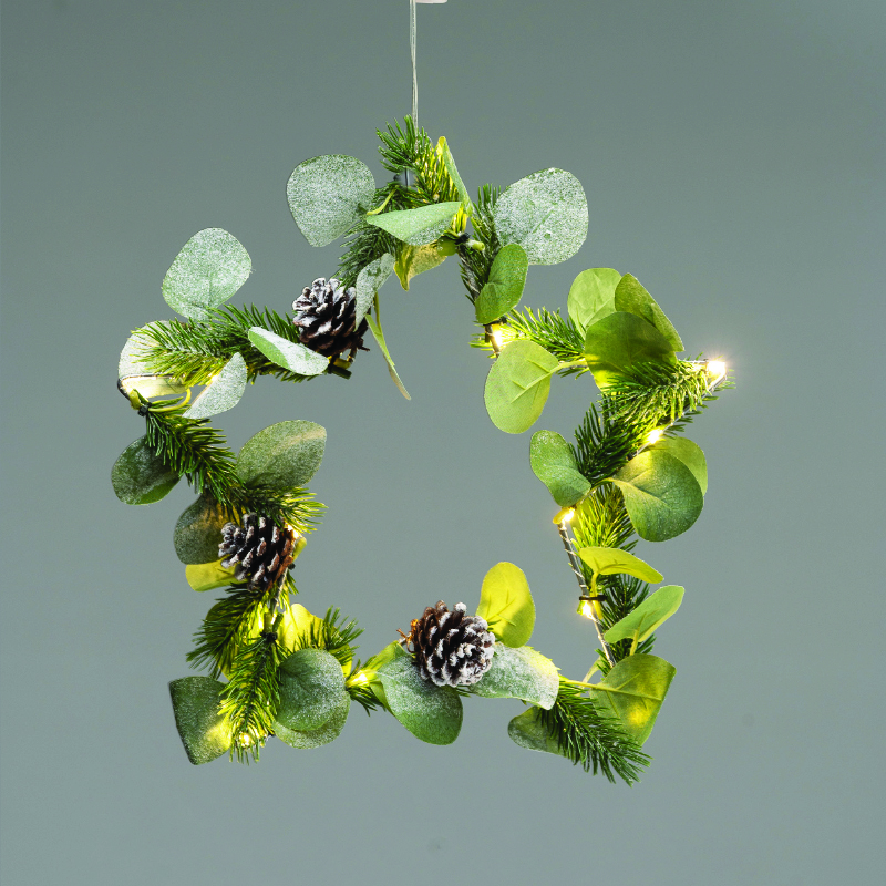 ACA LIGHTING CHRISTMAS X093018 STAR WITH PINES DECORATIVE HANGING 20 LED WW BATT 3ΧΑΑ (NOT INCL) IP20 DIAM:30cm 30cm LEAD CABLE