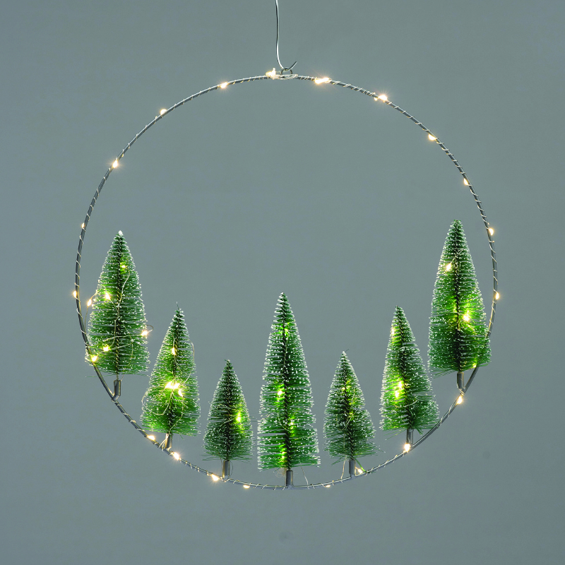 ACA LIGHTING CHRISTMAS X09501113 WREATH TREES 50 LED DECORATIVE HANGING WW BATT 3ΧΑΑ (NOT INCL) IP20 DIAM:40cm 30cm LEAD CABLE
