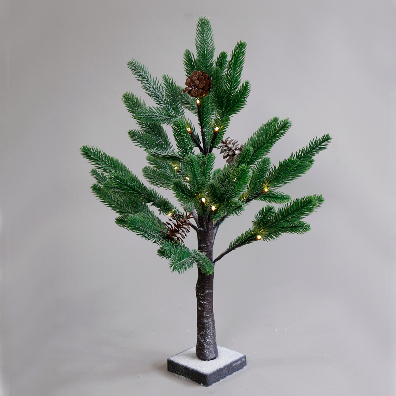 ACA LIGHTING CHRISTMAS X1024114 “SNOW PINE TREE WITH PINE CONES” 24 WW LED LIGHTS IP20 3xAA H:60CM BASE 10x10CM