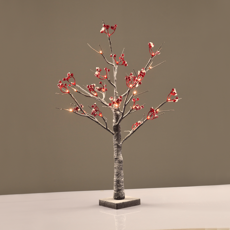 ACA LIGHTING CHRISTMAS X1024143 "SNOW RED BERRY TREE" 24 WW LED LIGHTS ADAPT. (24VDC) IP44 10X10X60CM 3M BROWN LEAD CABLE