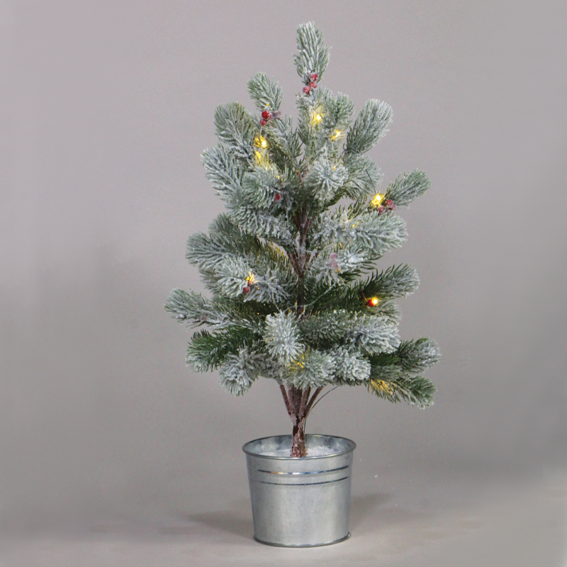 ACA LIGHTING CHRISTMAS X1028114 “SNOW PINE TREE WITH RED CHERRY AND POT” 28 WW LED LIGHTS IP20 3xAA H:55cm Ø12,5cm