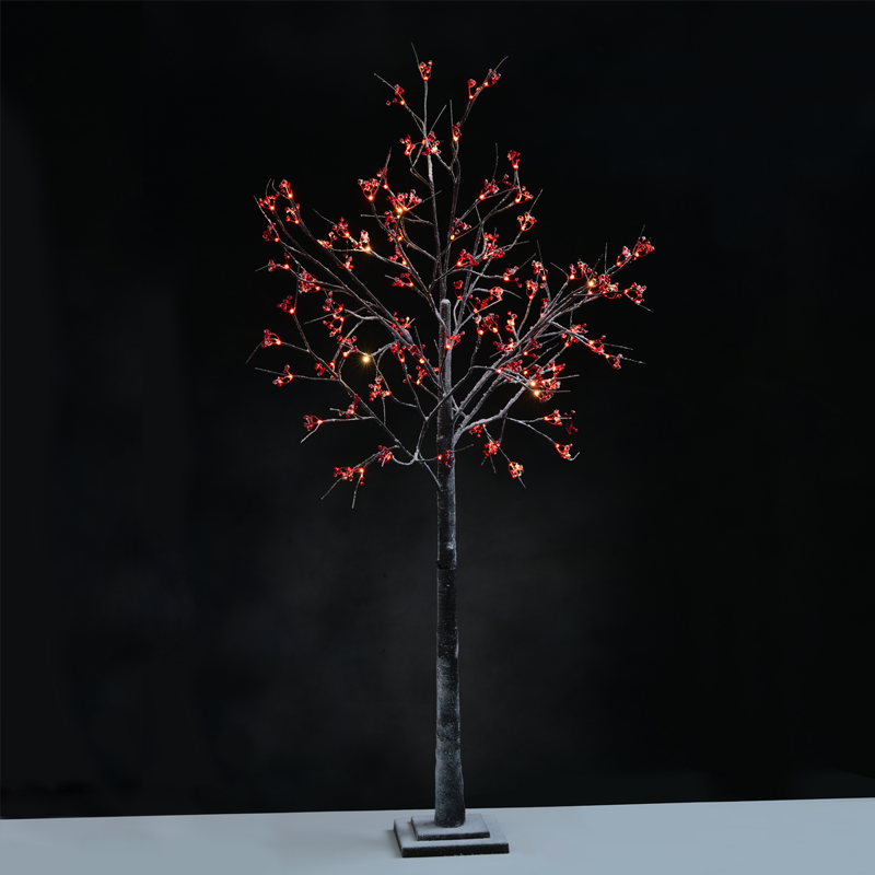 ACA LIGHTING CHRISTMAS X1096143 "SNOW RED BERRY TREE" 96 WW LED LIGHTS ADAPT. (24VDC) IP44 24X24X180CM 3M BROWN LEAD CABLE