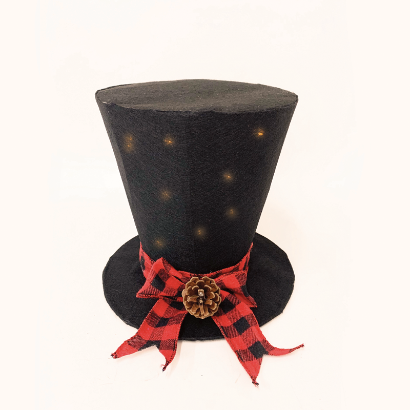 ACA LIGHTING CHRISTMAS X11201111 "BLACK FABRIC HAT", 20 WW LED LIGHTS BATTER. 3ΑΑ IP20 Φ26Χ25CM