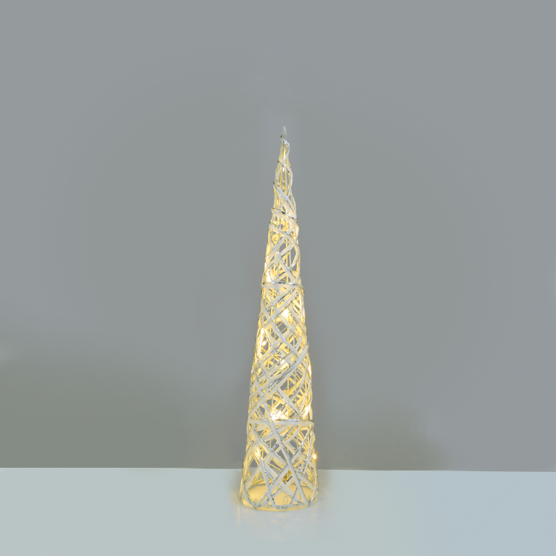 ACA LIGHTING CHRISTMAS X11201118 "WHITE & SILVER CONE TREE" 20 MINI WW LED LIGHTS BAT 3ΧΑΑ,IP20 Φ13X40CM