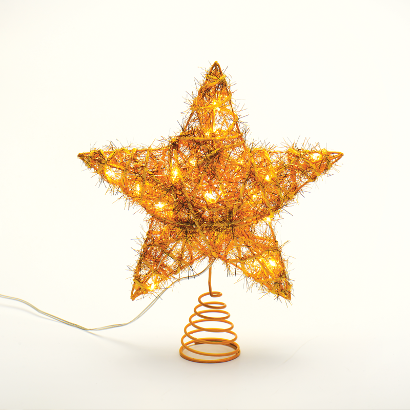 ACA LIGHTING CHRISTMAS X11201121 "GOLD CONVEX STAR" 20 MINI WW LED LIGHTS BAT 3ΧΑΑ,IP20 23x5x20cm