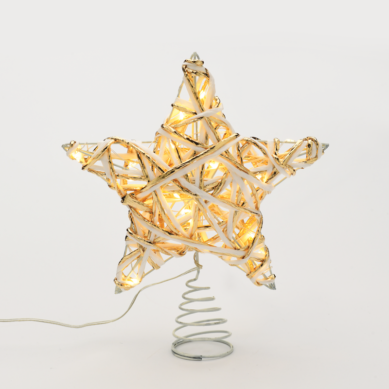 ACA LIGHTING CHRISTMAS X11201124 "WHITE & GOLD CONVEX STAR" 20 MINI WW LED LIGHTS BAT 3ΧΑΑ,IP20 23x5x20cm