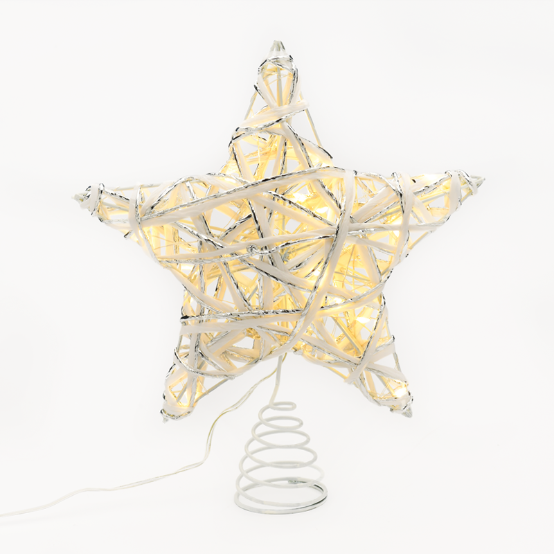ACA LIGHTING CHRISTMAS X11201125 "WHITE & SILVER CONVEX STAR" 20 MINI WW LED LIGHTS BAT 3ΧΑΑ,IP20 23x5x20cm