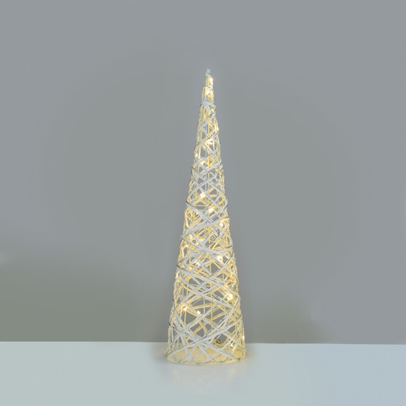 ACA LIGHTING CHRISTMAS X11301118 "WHITE & SILVER CONE TREE" 30 MINI WW LED LIGHTS BAT 3ΧΑΑ,IP20 Φ17X60CM