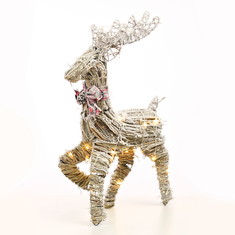 ACA LIGHTING CHRISTMAS X11401112 "NATURAL RATTAN & GRASS DEER" 40 WW ΜΙΝΙ LED LIGHTS BATTER. 3ΑΑ IP20 H78CM
